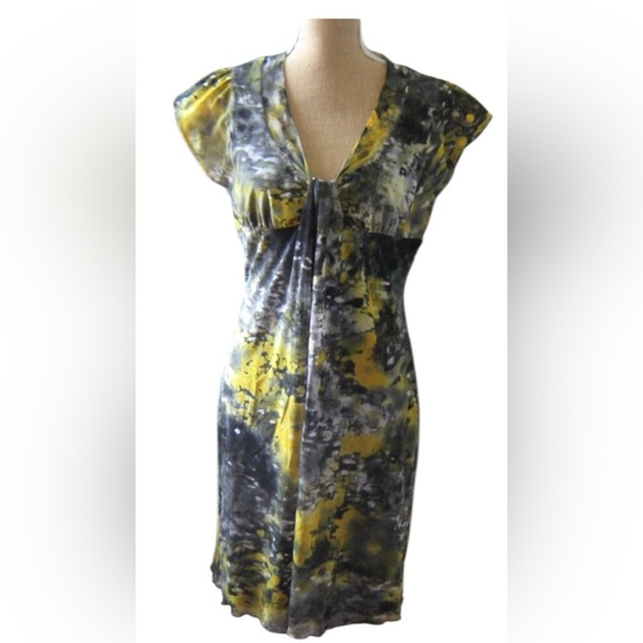 Joseph Ribkoff | Yellow and Grey Midi Dress | Size 12 - Picture 1 of 5